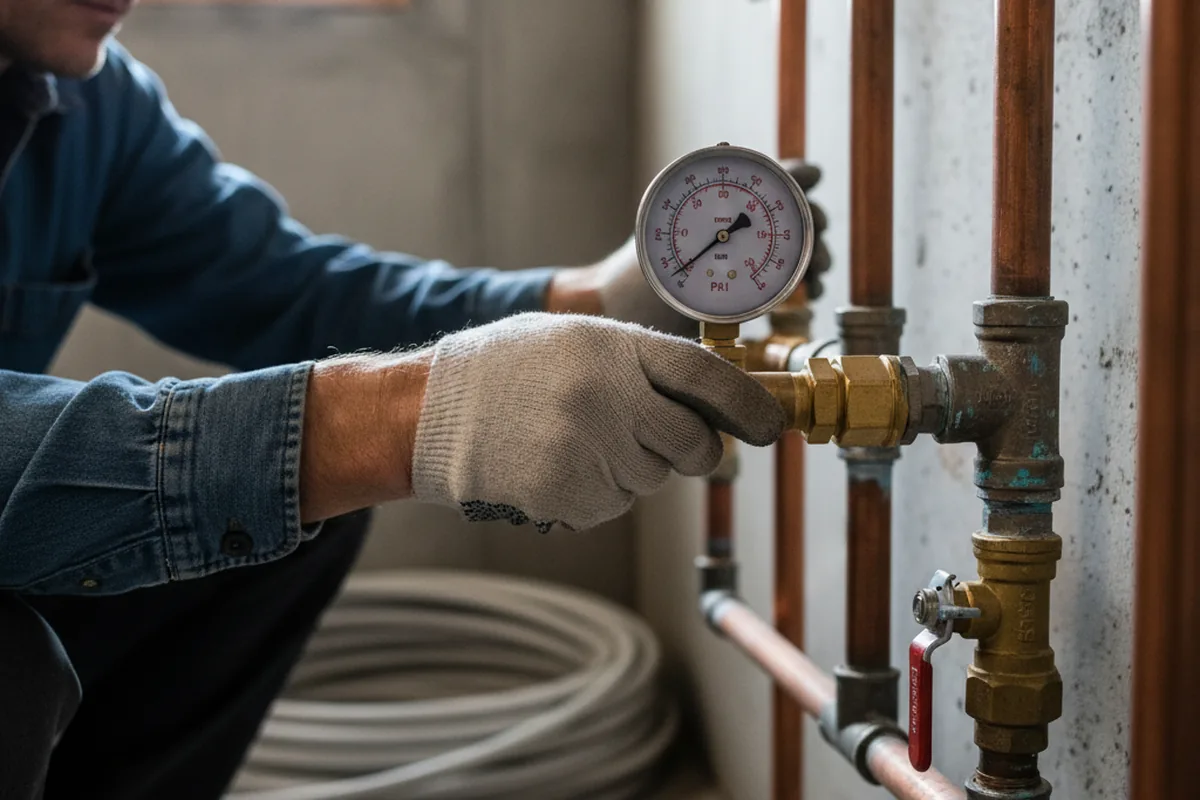 Pressure testing a repaired line during Water Line Repair in Ava
